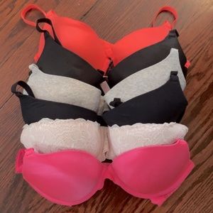 Bundle of 6 34D VS PINK Push-Up Bras